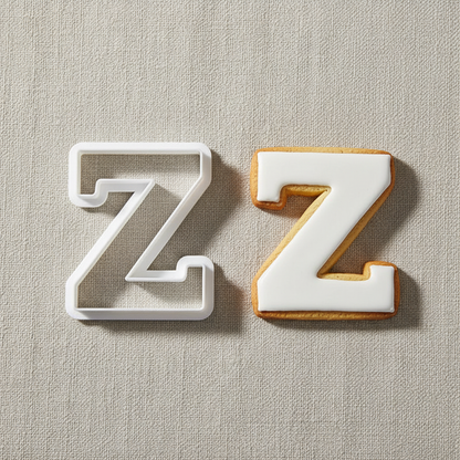 Emporte piece en lettre Z avec biscuit sur table 