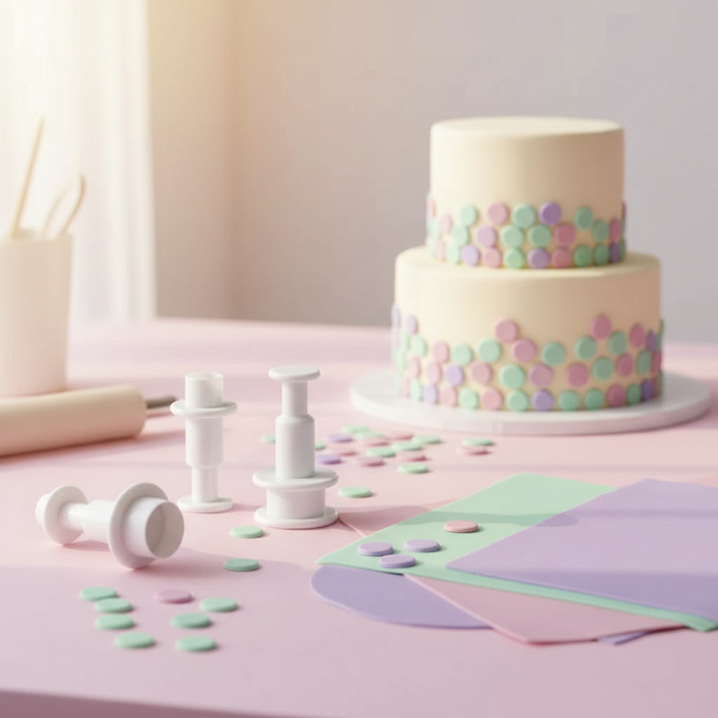 Emporte-pièce rond avec piston sur pâte pastel 