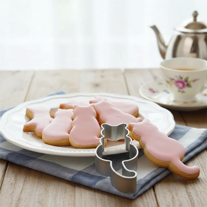 emporte piece pour patisserie avec Biscuits chat assis dans assiette