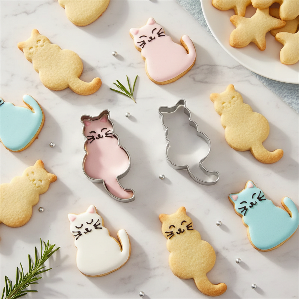 emporte piece pour patisserie avec biscuits chat décorés kawaii