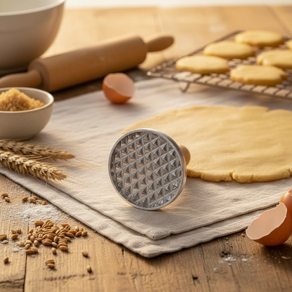 emporte-pièce professionnel posé sur table cuisine bois 