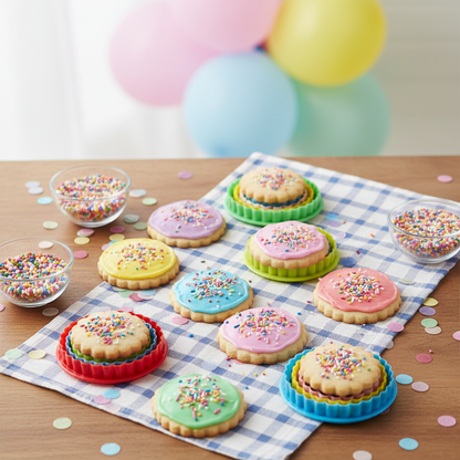 Emporte pièces ronds multicolores fête anniversaire