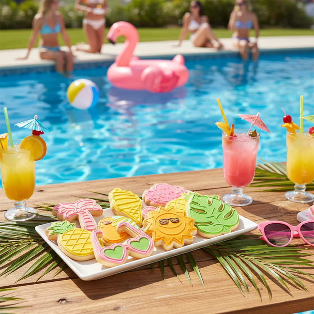 Biscuits avec Emporte Piece Biscuit dans fête thème tropical 