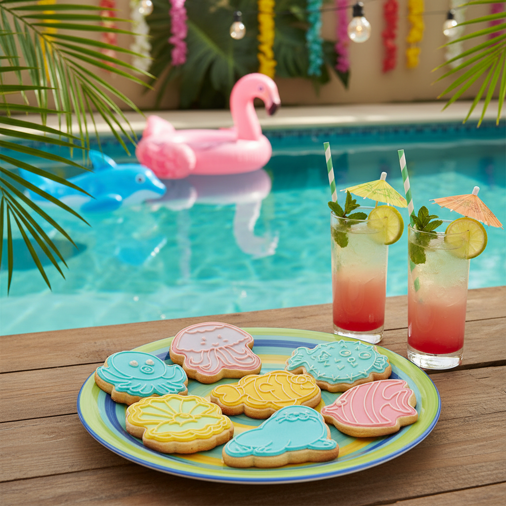 Fête piscine été biscuits océan avec Emporte Piece pour Biscuit