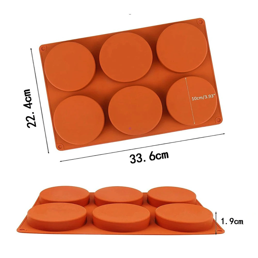Dimensions moule en silicone rond 6 cavités 33,6 cm