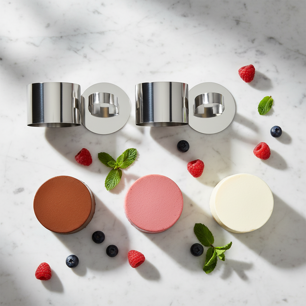 Cercle a entremet sur marbre cuisine
