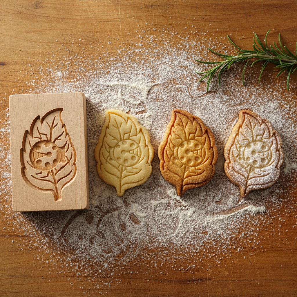 Emporte piece original et biscuit sur table bois 