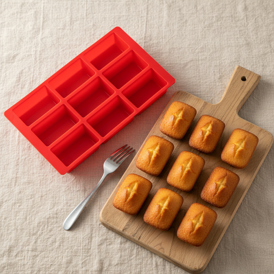 Moule silicone pour gateau et gâteau sur planche bois 