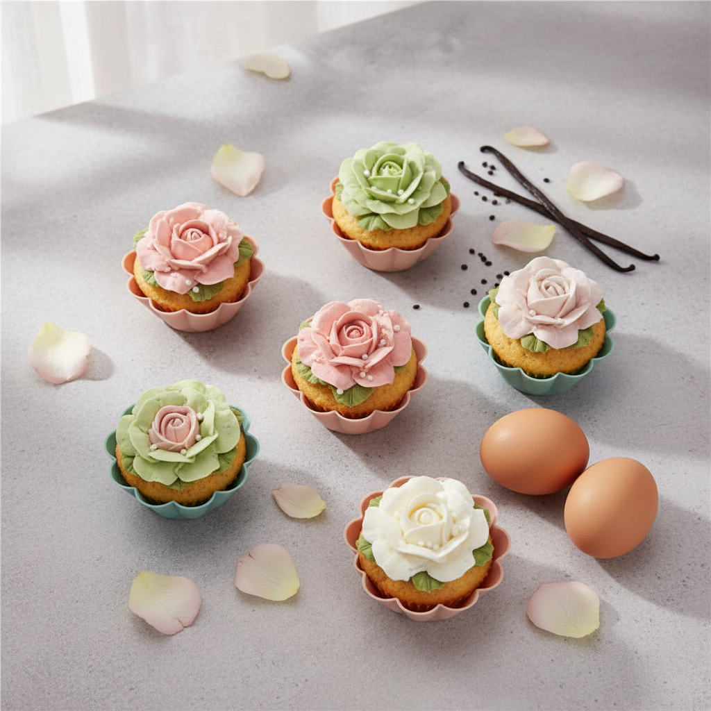 Moule silicone pour cupcake et muffin sur table