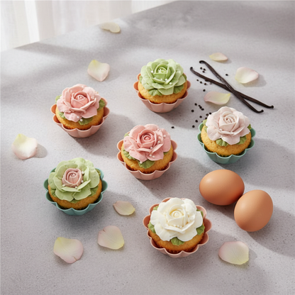 Moule silicone pour cupcake et muffin sur table