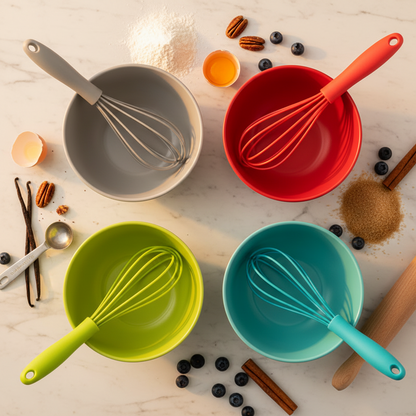 fouet cuisine professionnel coloré sur table cuisine