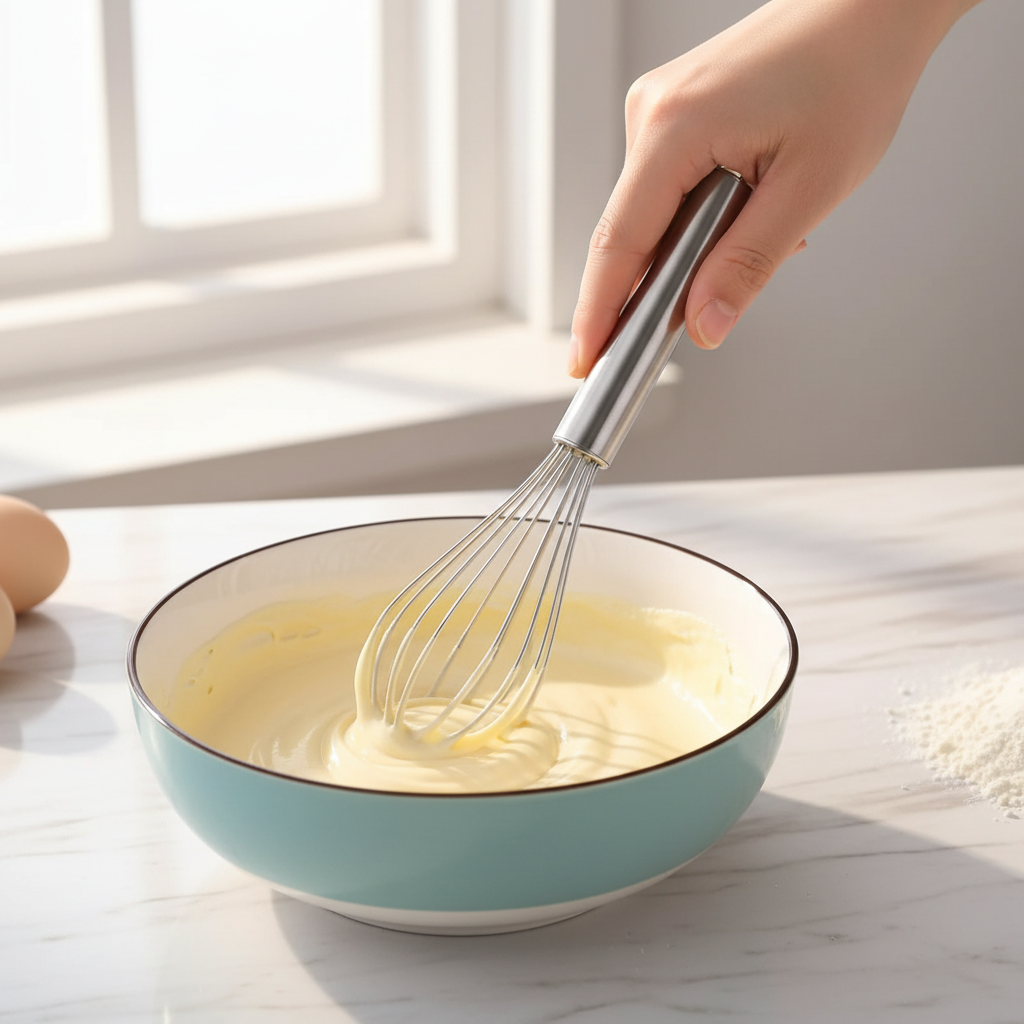 Mélange pâte gâteau avec Fouet patisserie