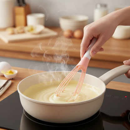 Réalisation crème pâtissière dans casserole chaude avec Fouet plat