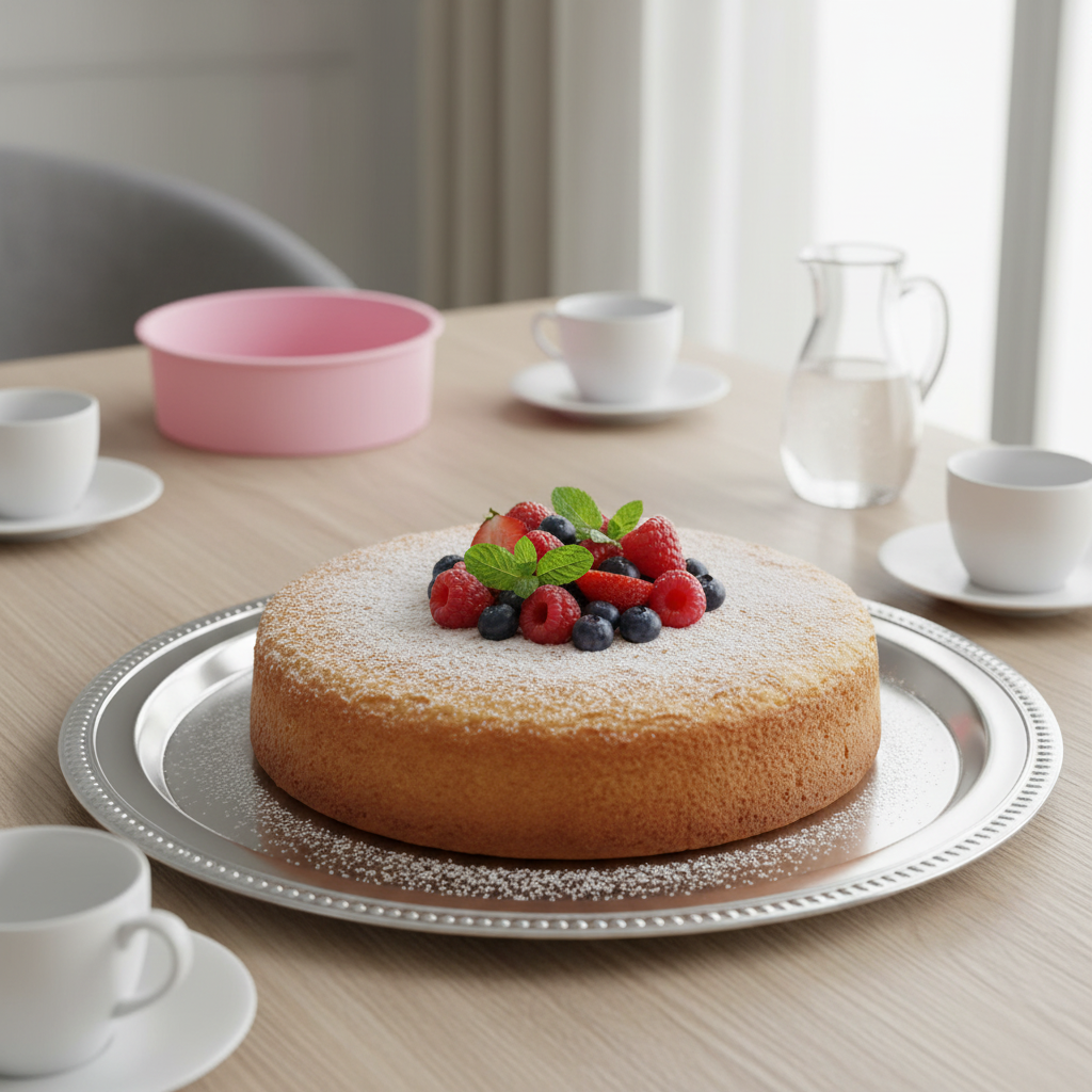 Gâteau rond 20cm moule silicone rose présentation élégante brunch