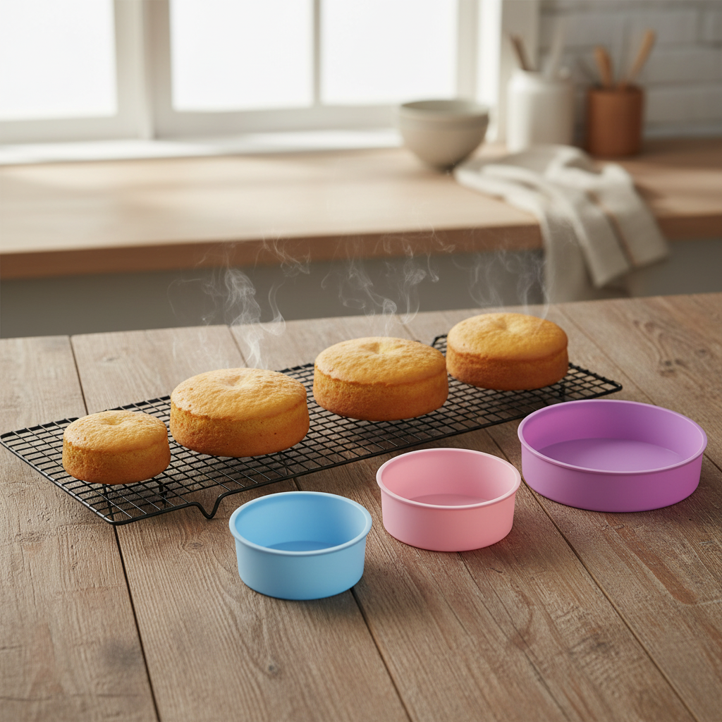 Moules en silicone rond 4 tailles gâteaux dorés résultats