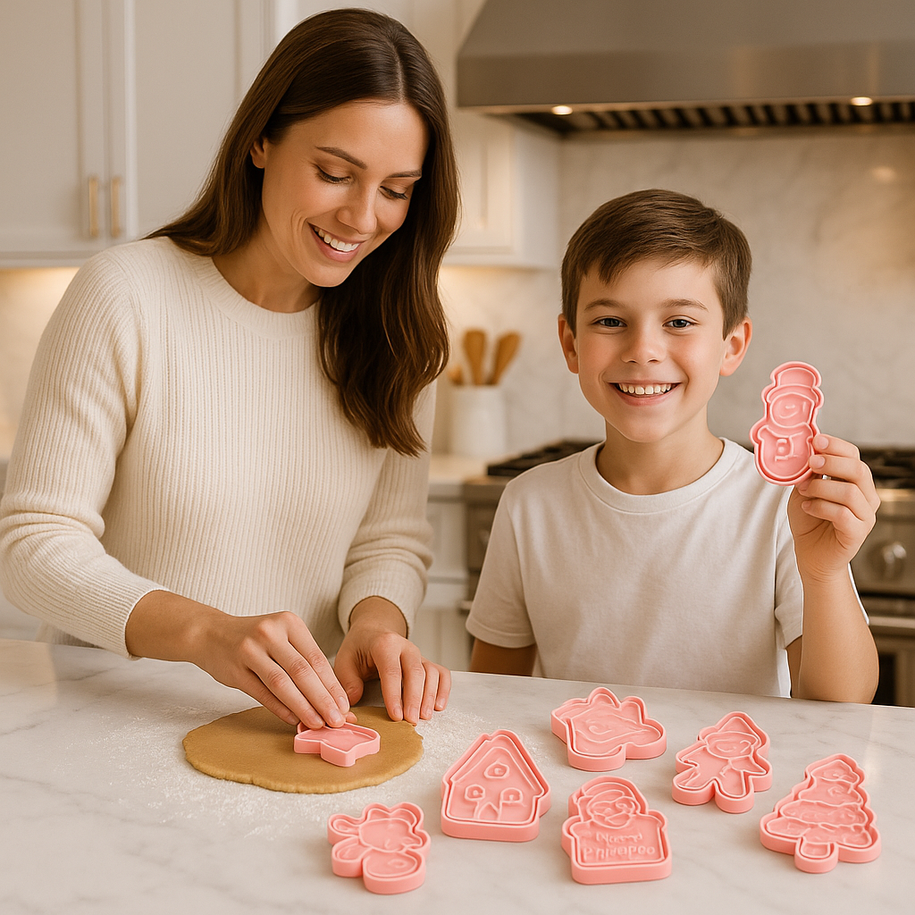 Emportes pieces noel avec système d'embossage pour biscuits décorés