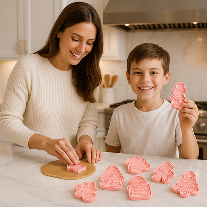 Emportes pieces noel avec système d'embossage pour biscuits décorés
