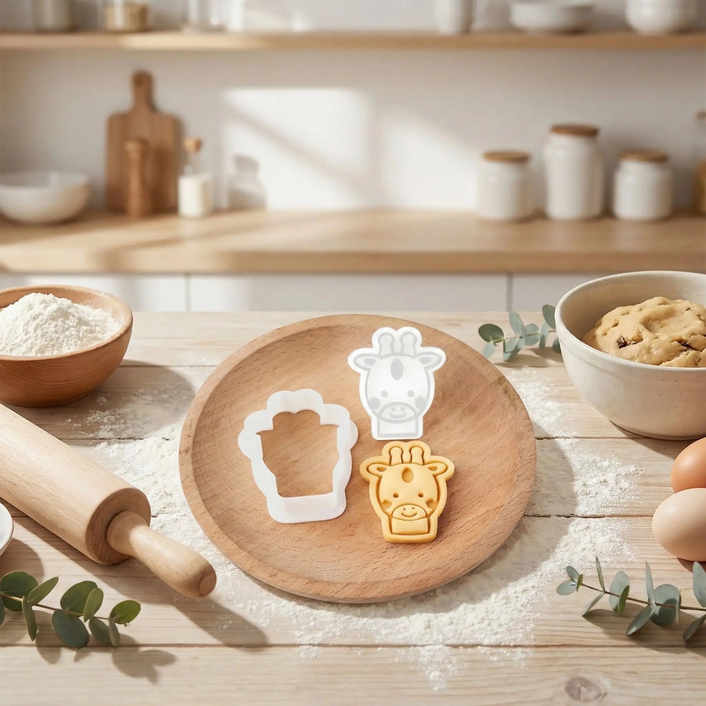 Emporte piece pour patisserie girafe dans assiette 