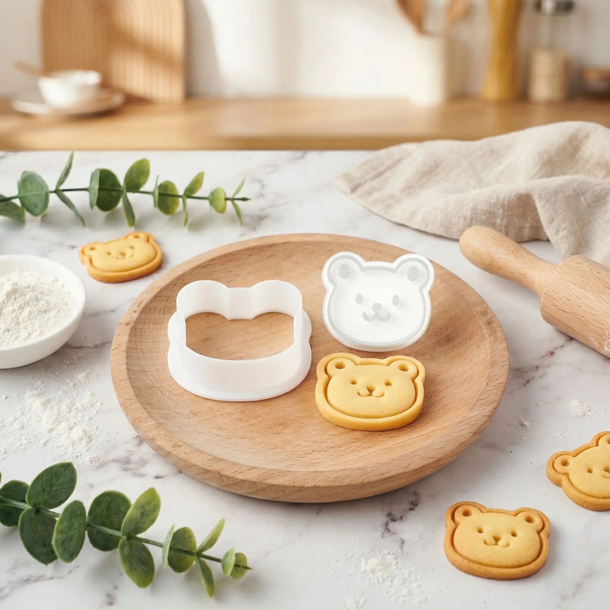 Emporte piece patisserie ours ans assiette bois