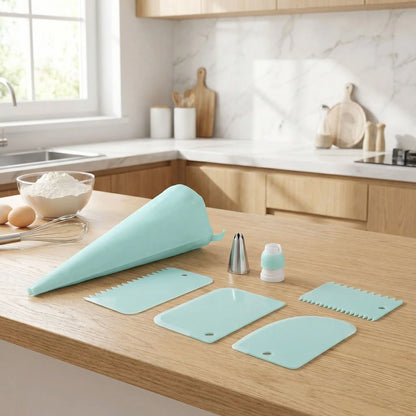 Kit patisserie vert menthe posé sur plan de cuisine 