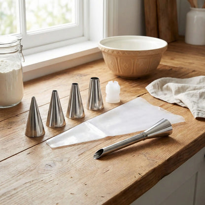 Poche a douille et embout sur table bois