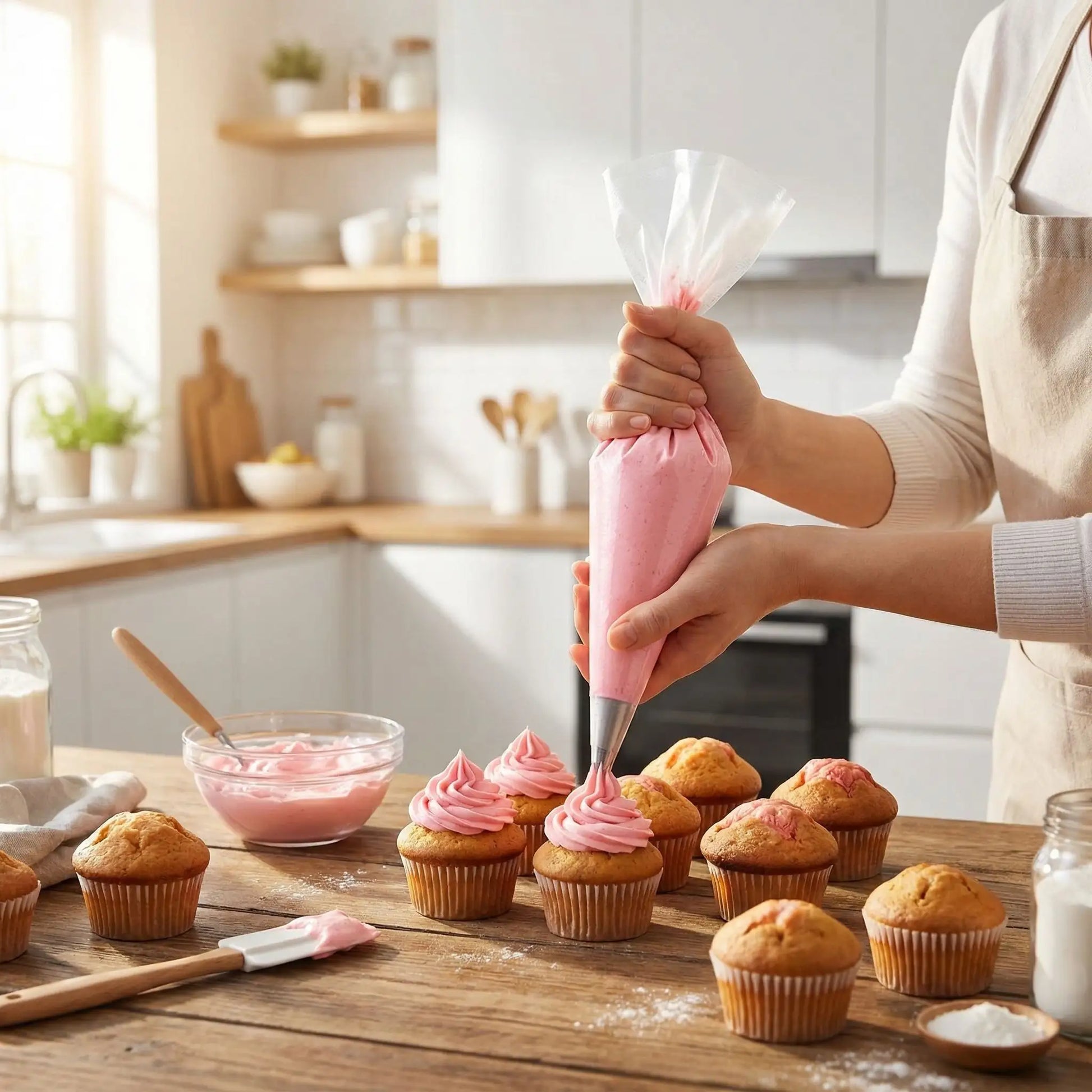 Décoration cupcakes avec Poche à douille jetables