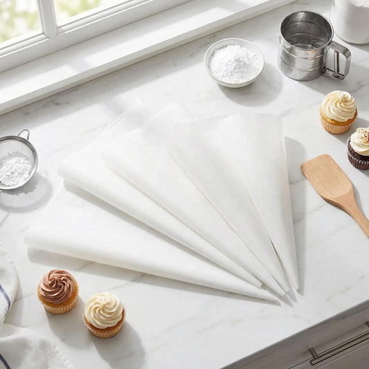 Poche à douille professionnelle réutilisable blanc sur plan cuisine