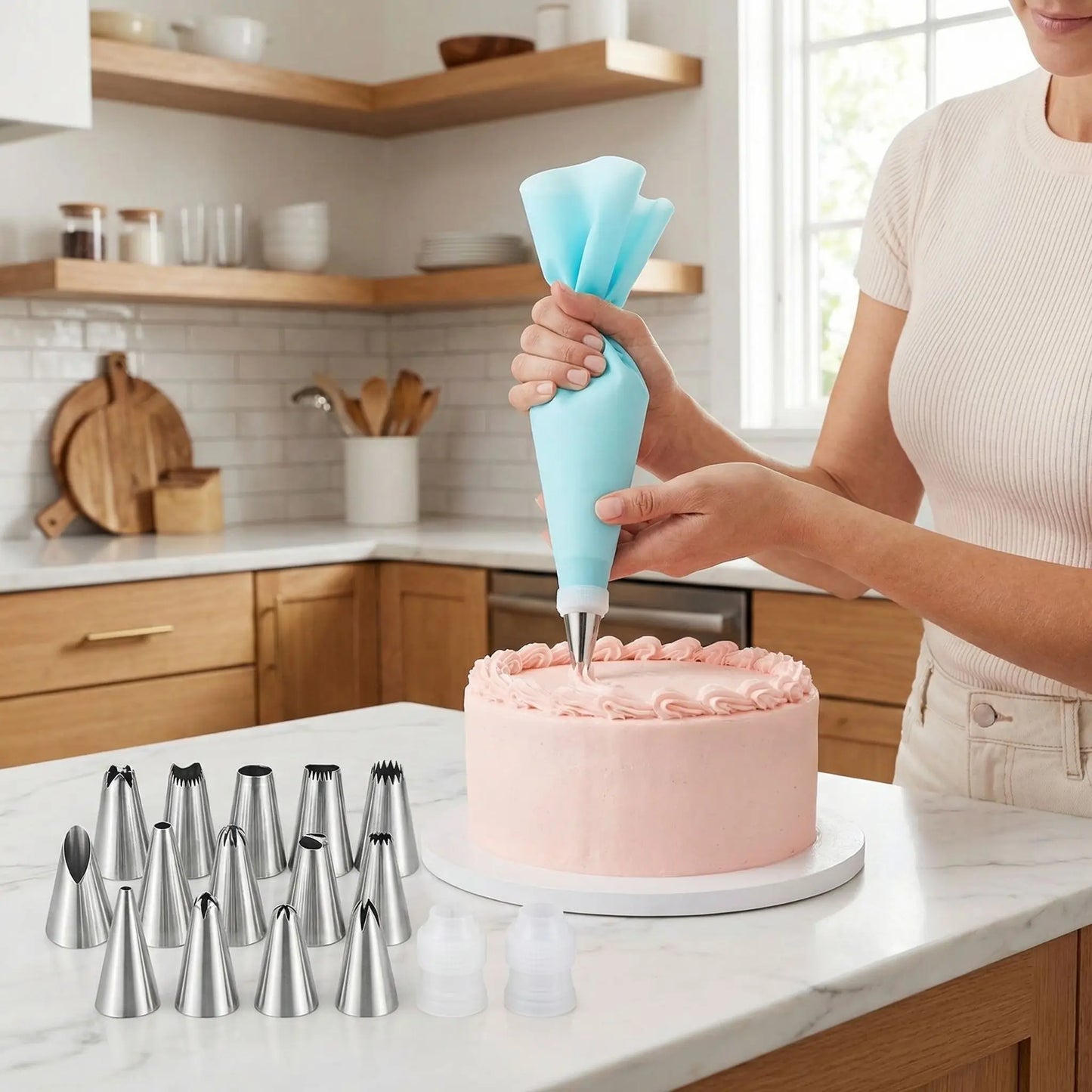 Décoration cake rose avec Poche a douille et embout