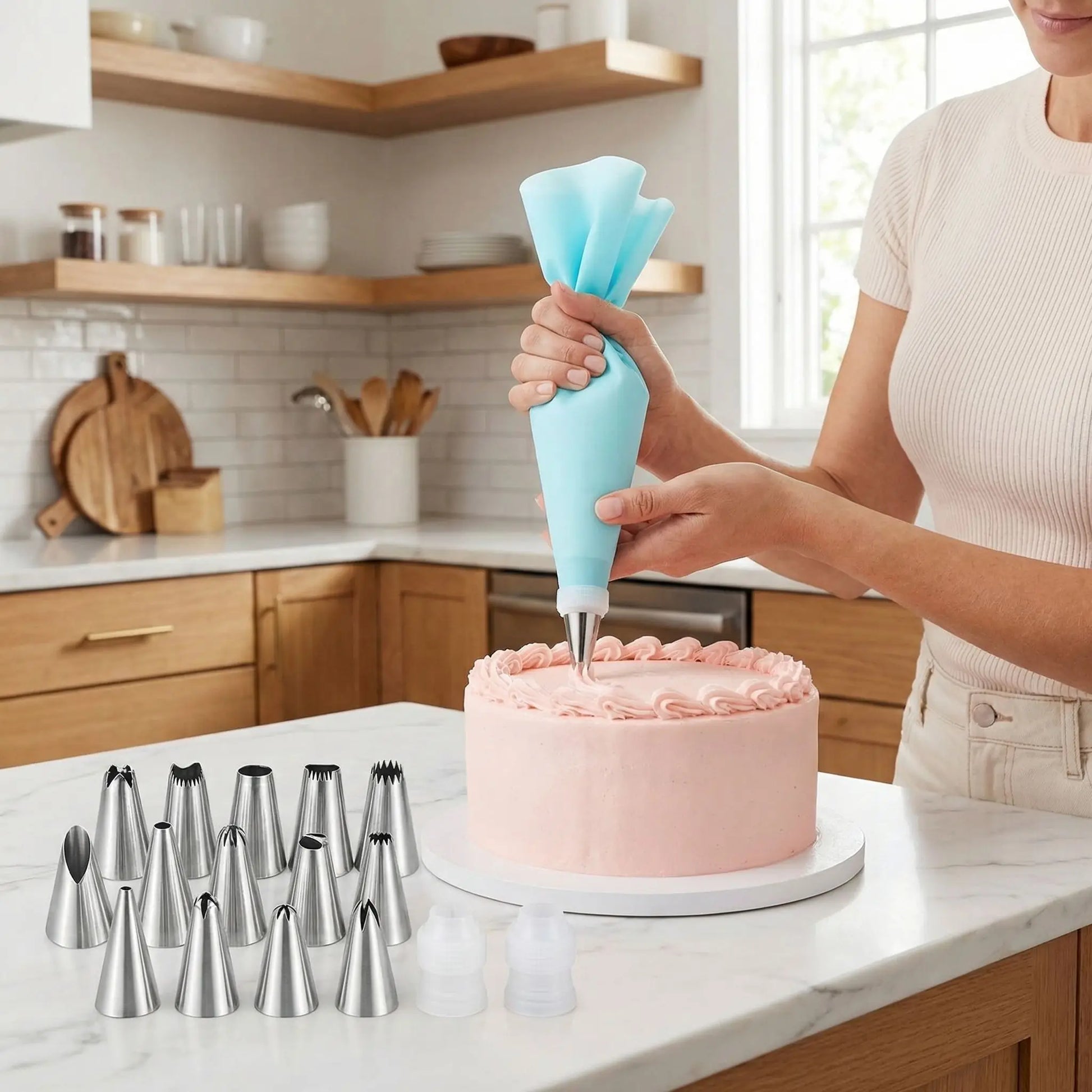 Décoration cake rose avec Poche a douille et embout