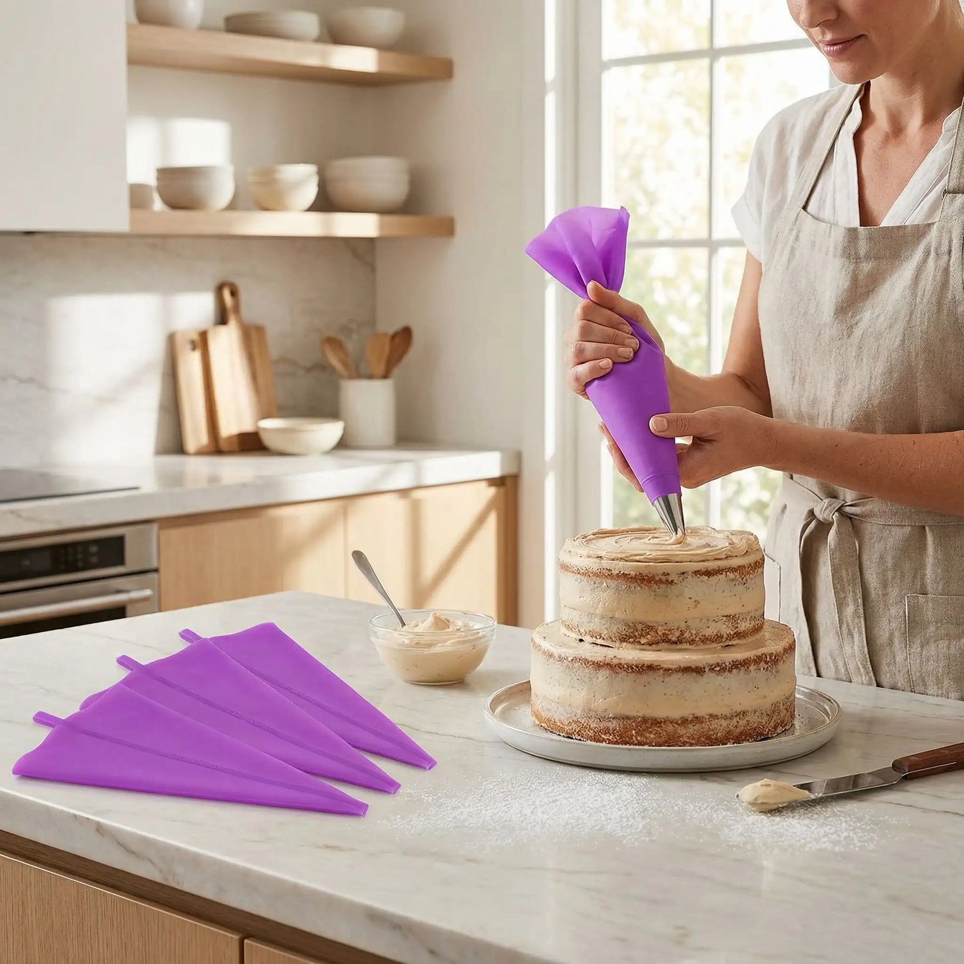 Femme décorant cake avec Poche Douille Professionnelle