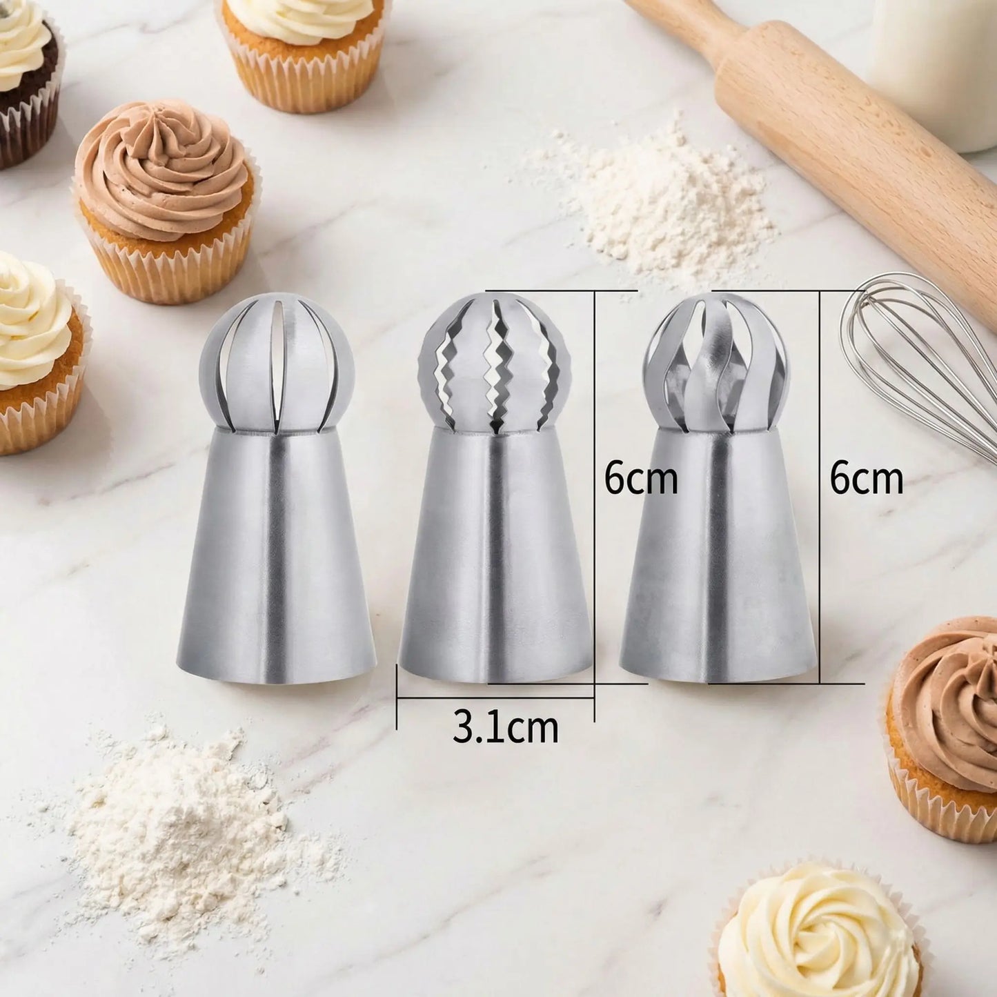 Douille patisserie posé sur table avec dimensions