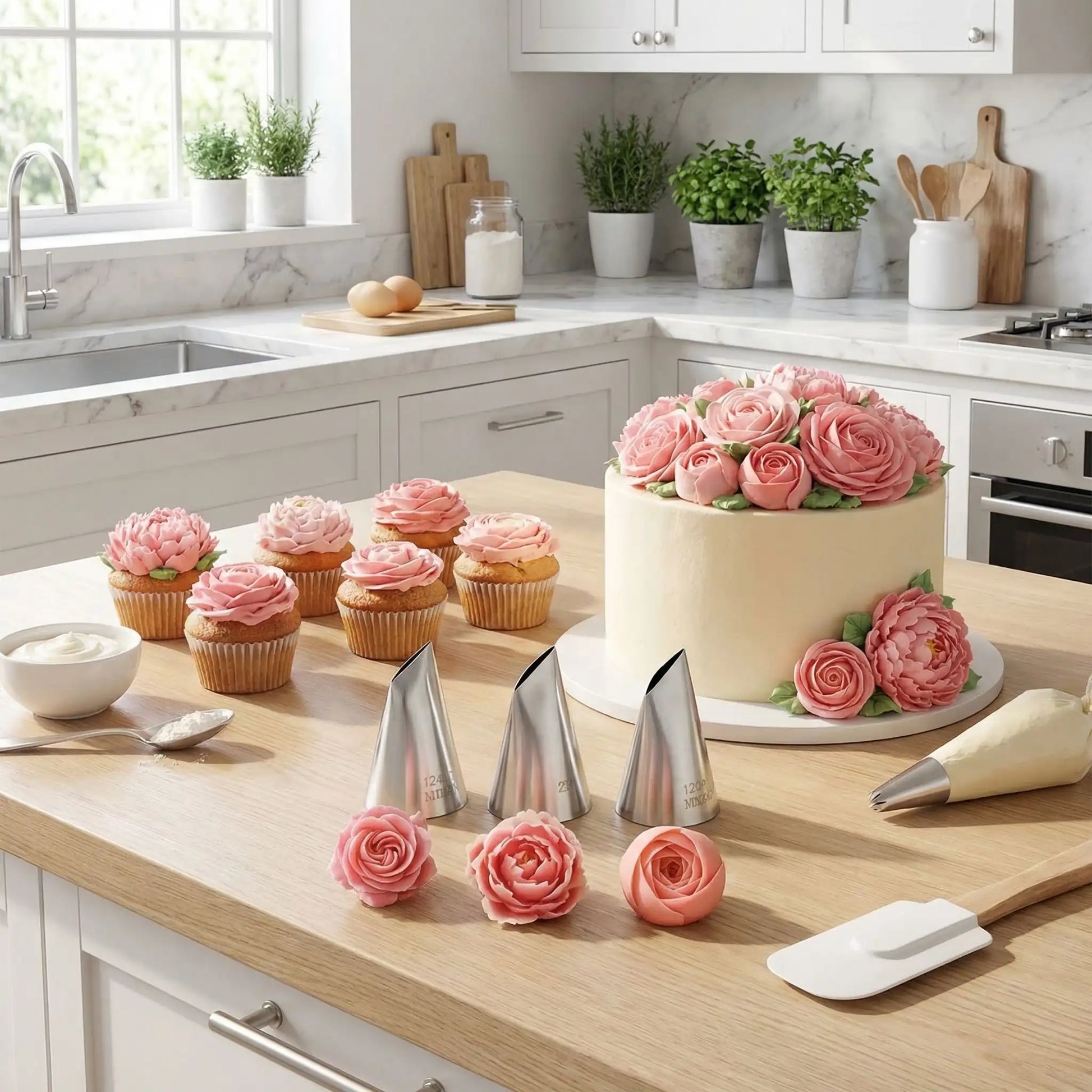 Douille patisserie avec cake décoré fleur