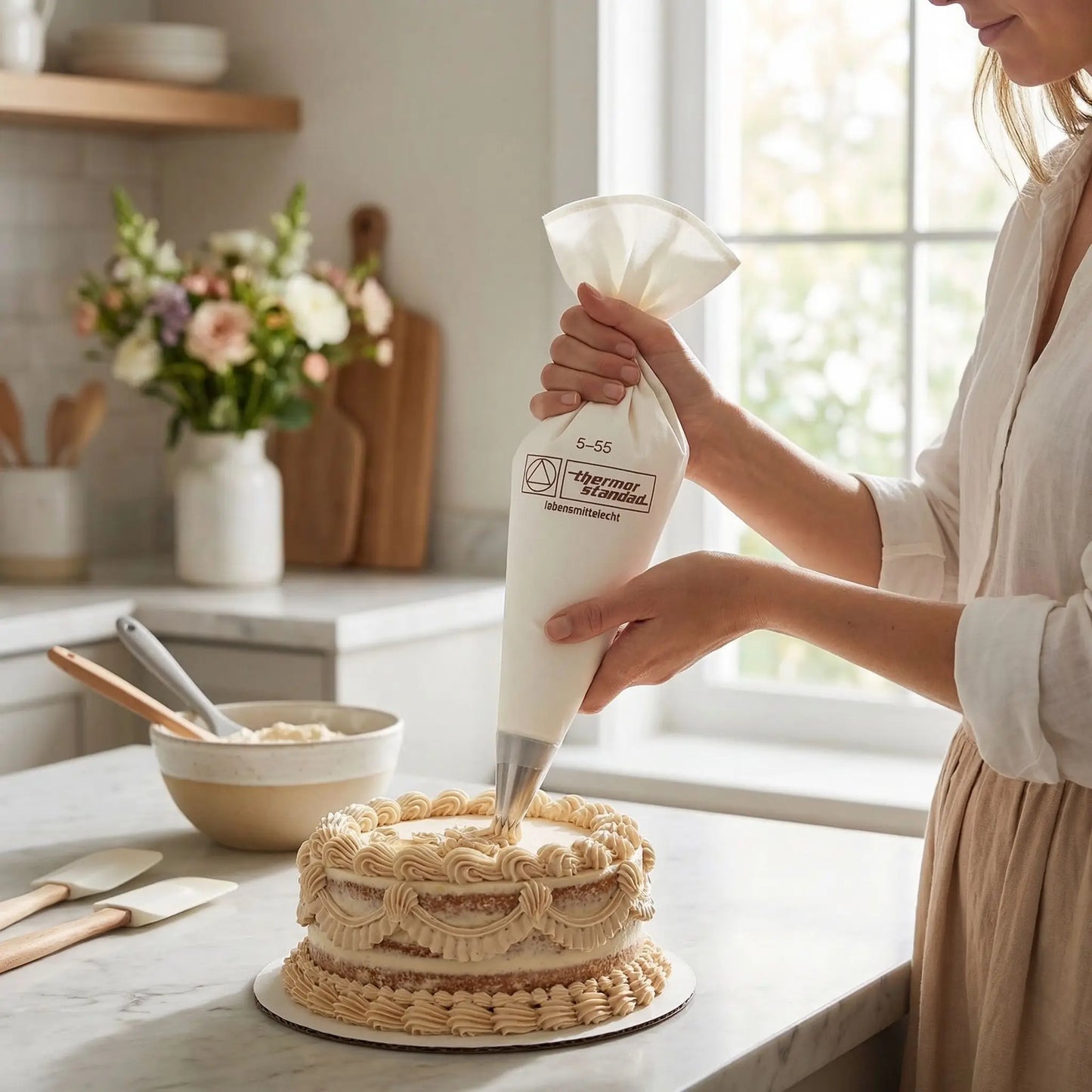 Décoration gâteau avec Poche à douille professionnelle 