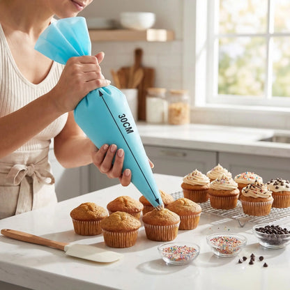 Décoration muffin avec Poche à douille professionnelle couleur bleu