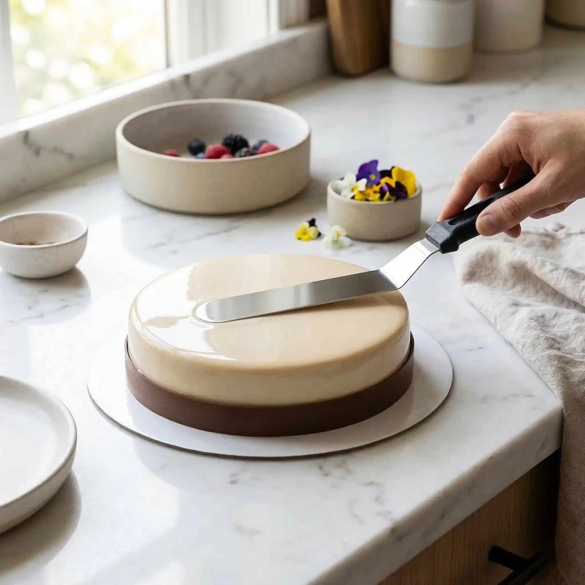 Décoration moule entremet avec Spatule Coudée