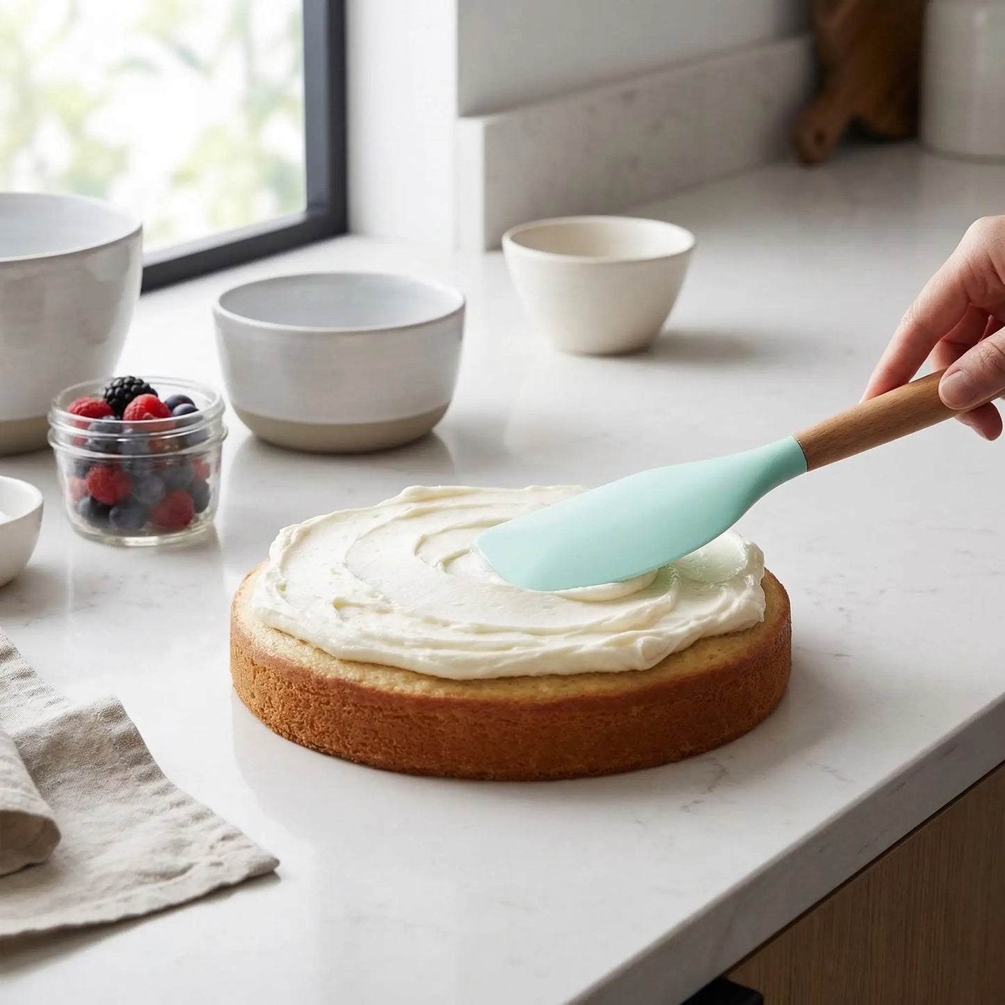 Glaçage cake avec Spatule en Silicone couleur bleu