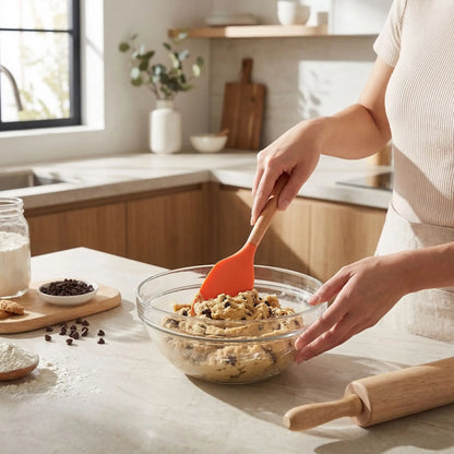 Mélange pate à biscuit dans bol avec Spatule en Silicone