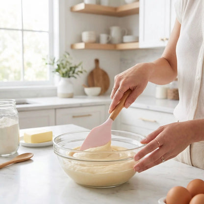 Mélange pate à pâtisserie avec Spatule en Silicone