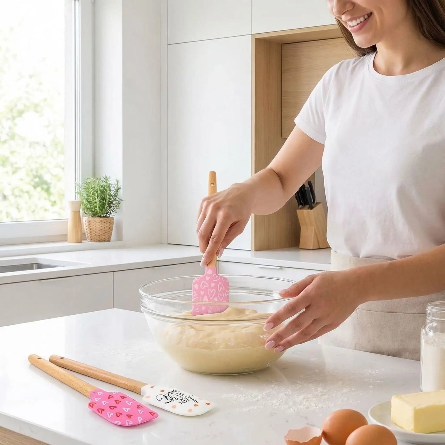 Spatules en Silicone - Motifs Cœurs Romantiques | RomanticBake Premium™