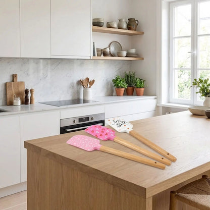 Spatules en Silicone - Motifs Cœurs Romantiques | RomanticBake Premium™