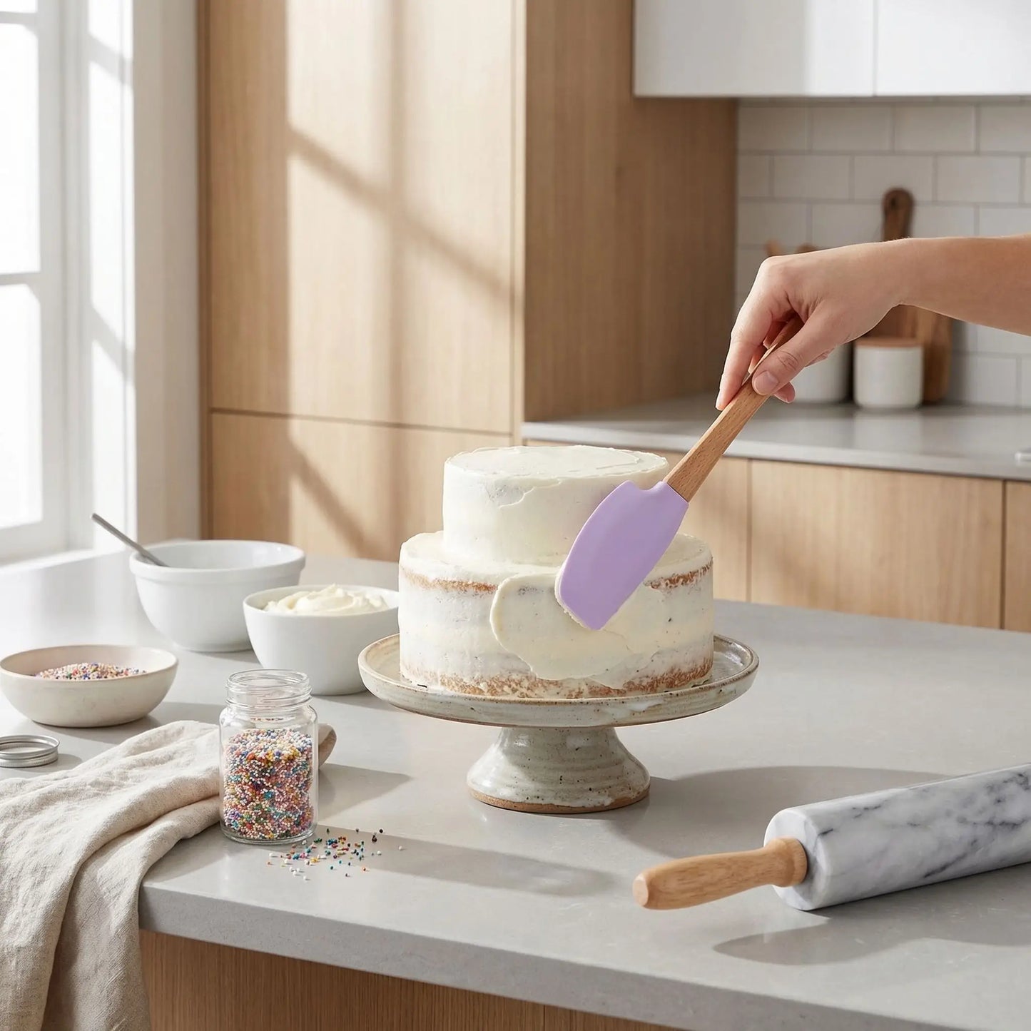 Spatule Silicone - Ustensile Pâtisserie Lavande | PâtisséLux™