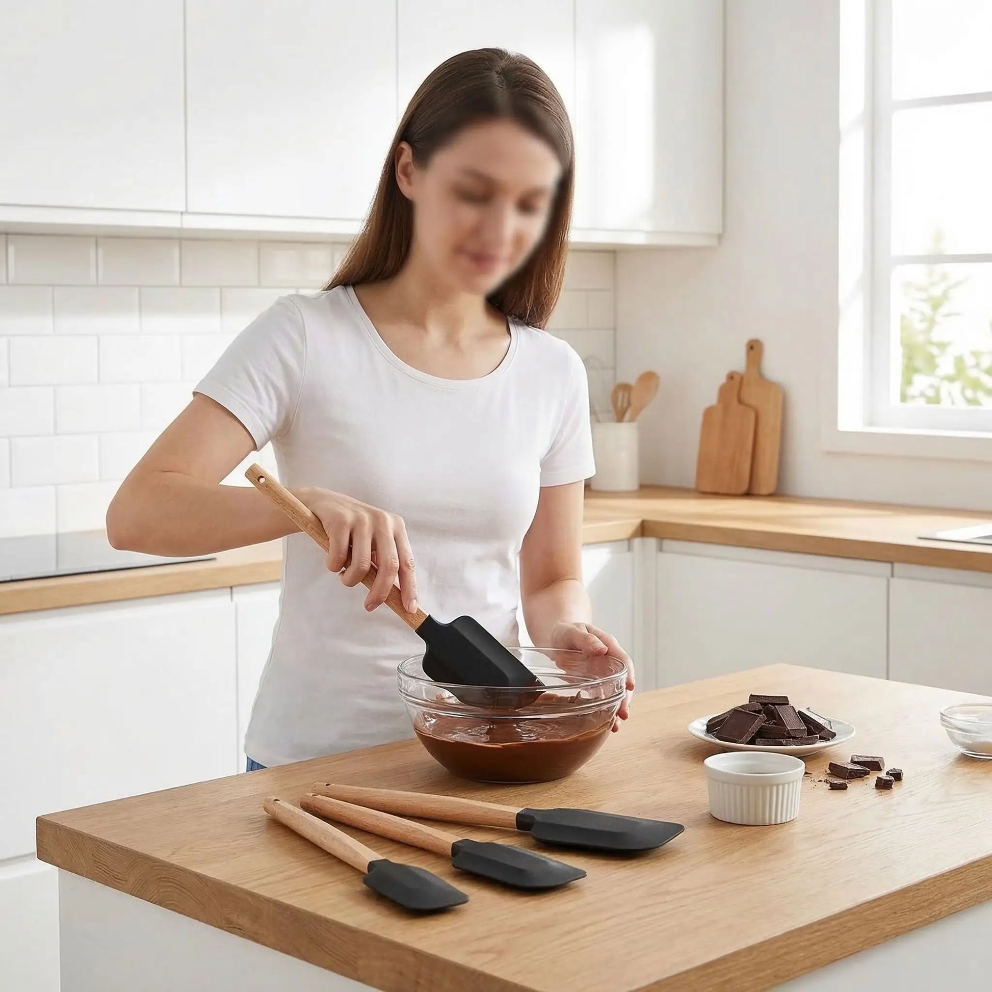 Mélange chocolat fondu avec Spatule patisserie