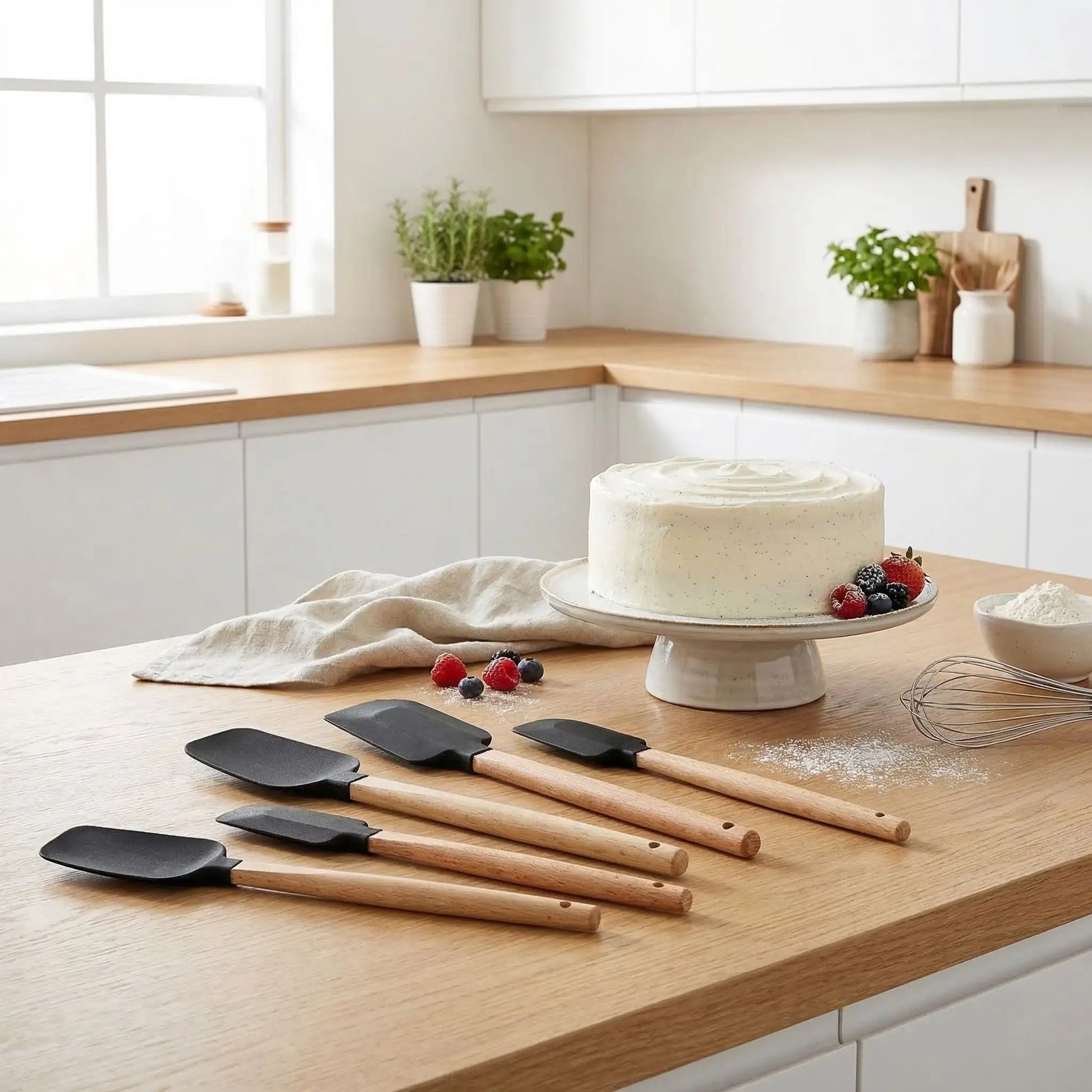 Spatule patisserie posé sur table de cuisine