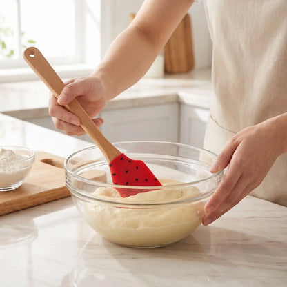 Mélange pâte à cake avec Spatule patisserie 