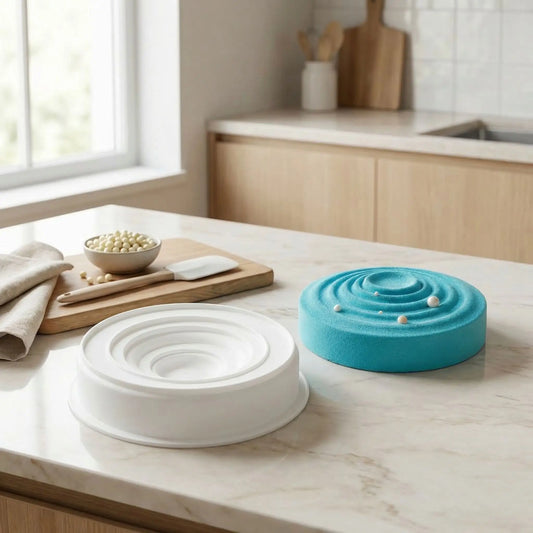 Moule silicone entremet sur table de cuisine 