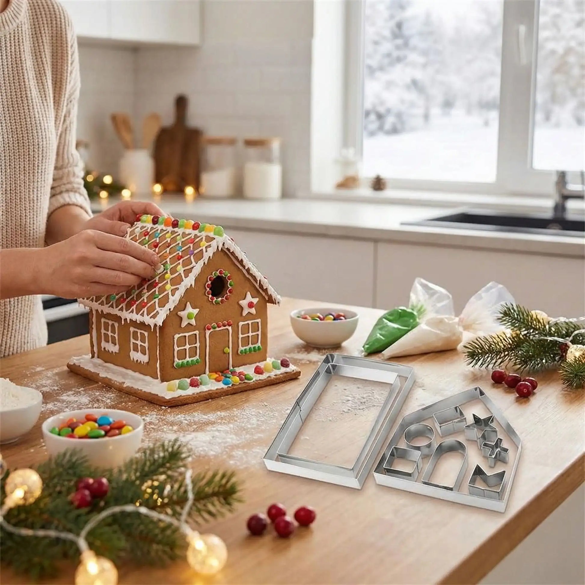 Emporte pièce noël Féérie™ avec maison 3D décoré