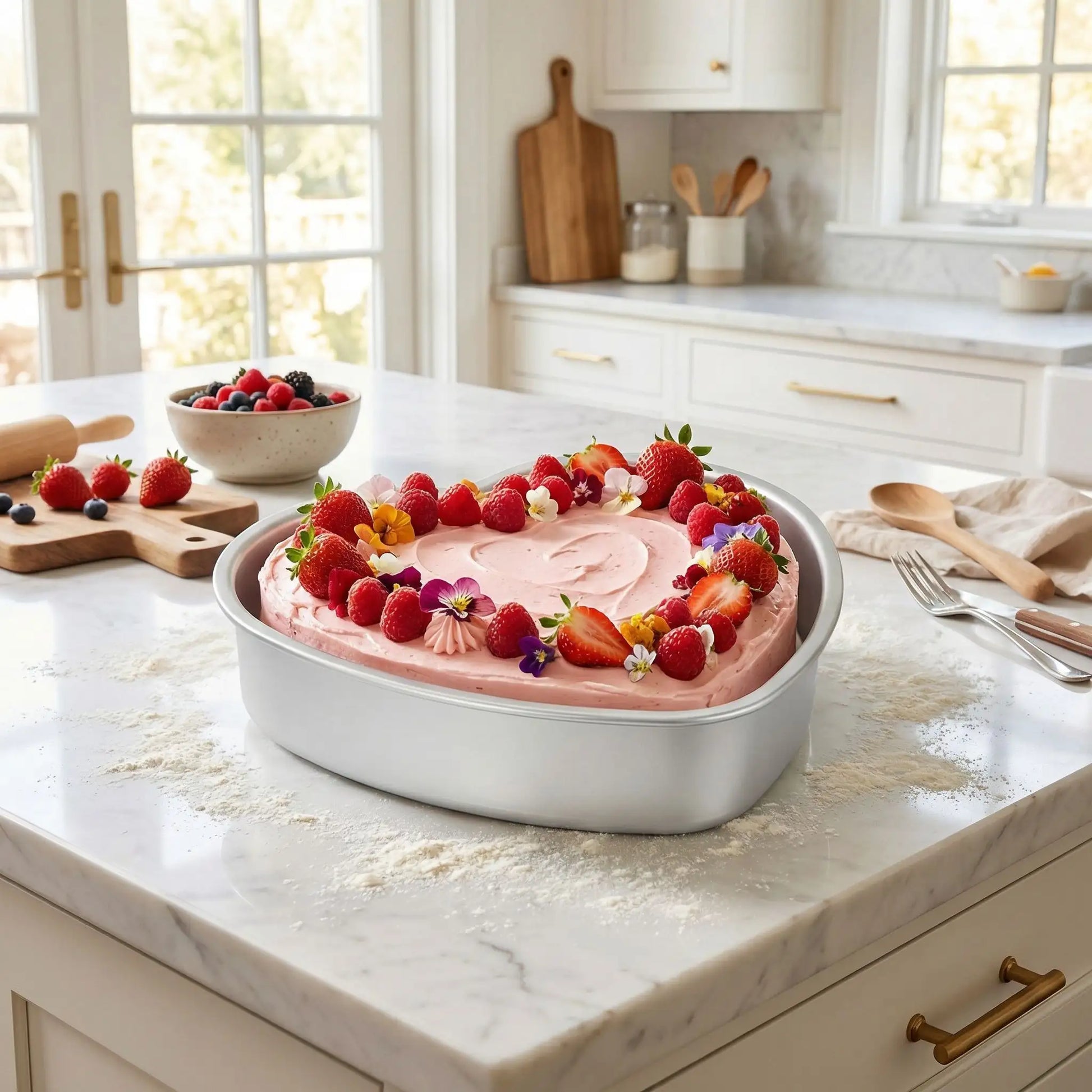 grand Moule a gateau coeur avec gâteau dans cuisine 