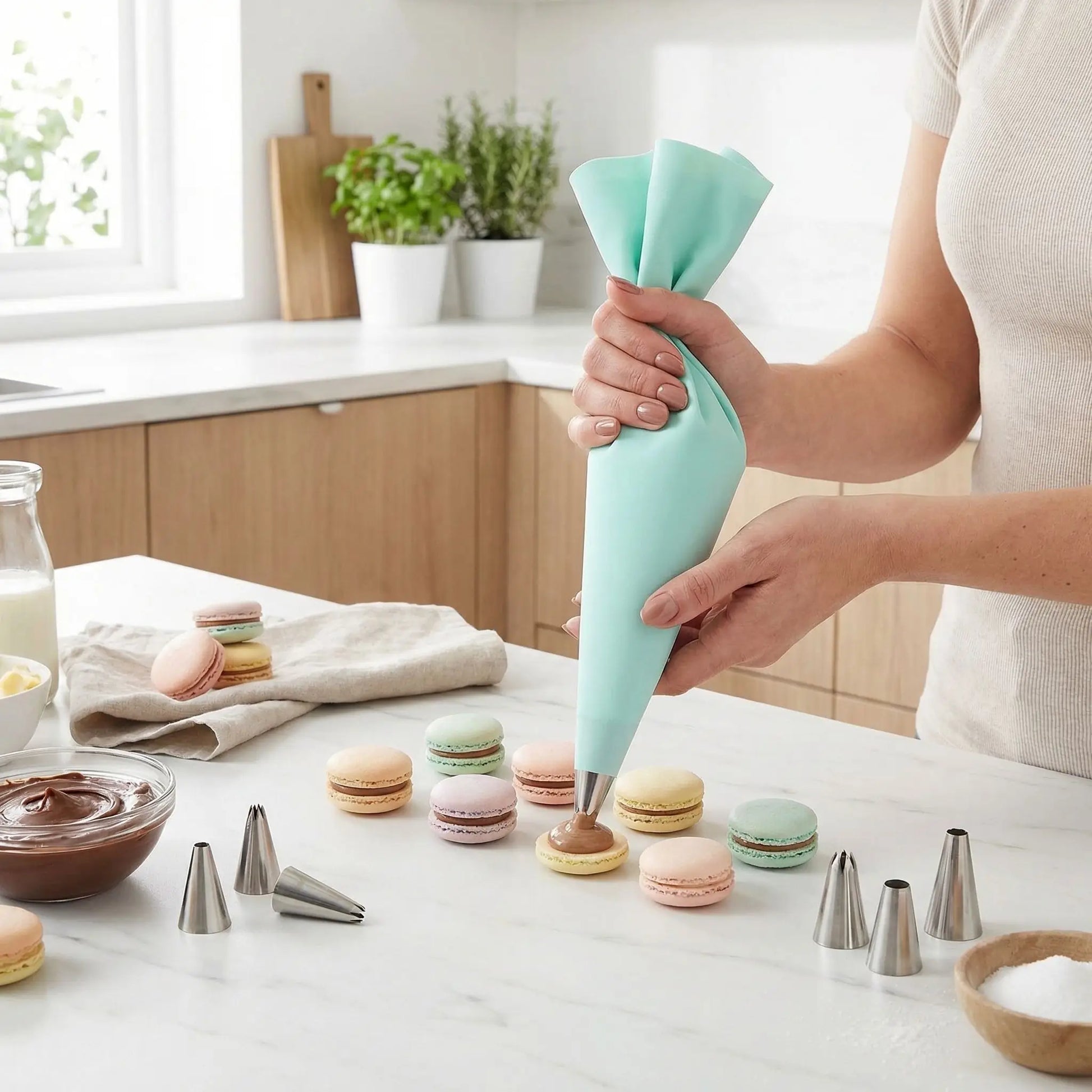 Garniture des macarons avec Poche douille silicone