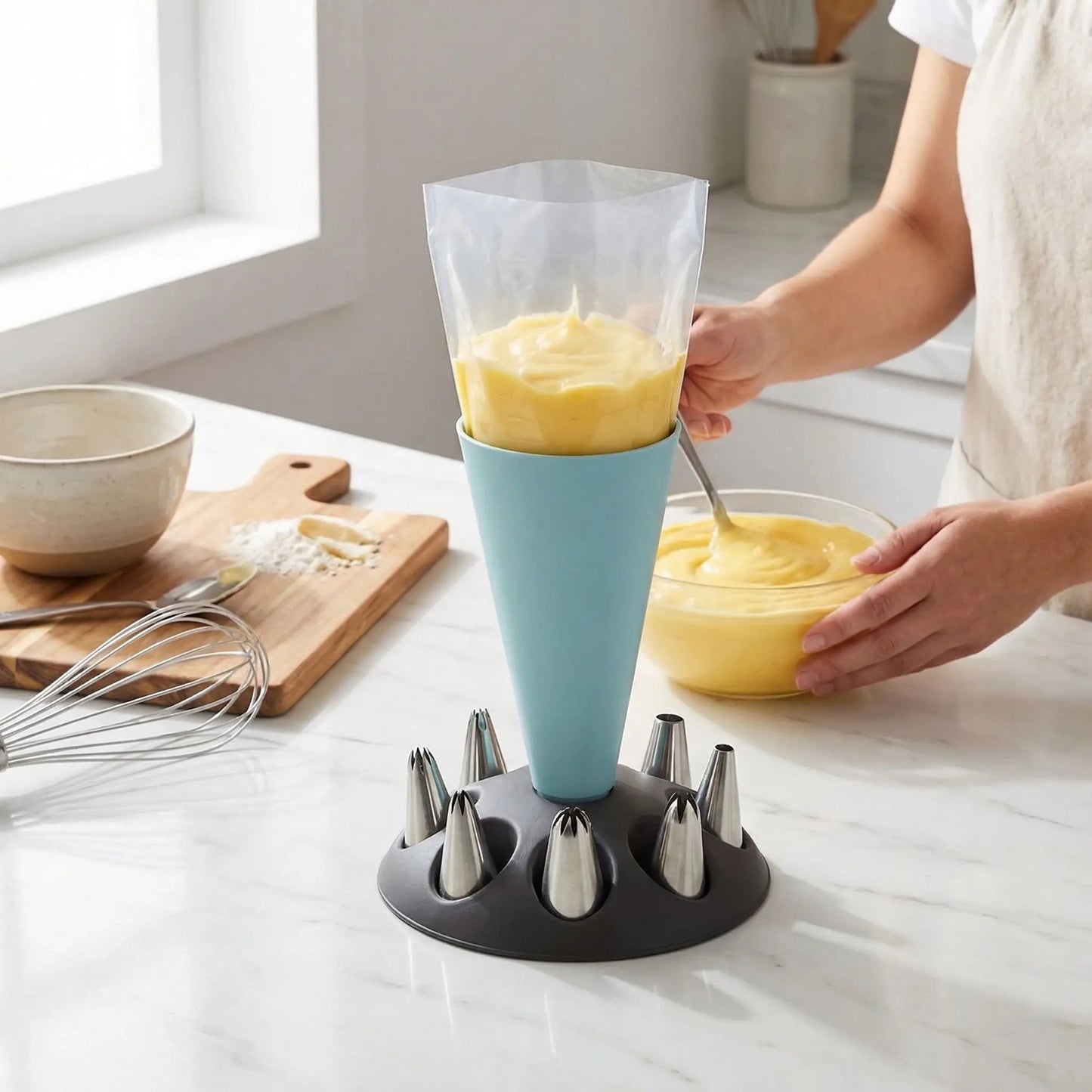 Remplissage poche à douille avec support poche à douille