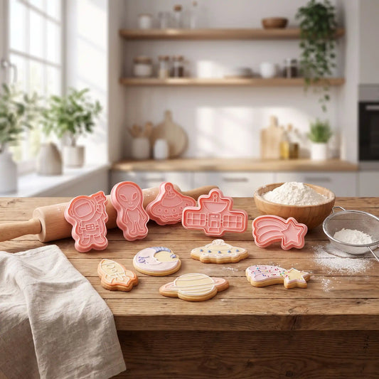 Emporte Piece Biscuit avec biscuit sur table bois 